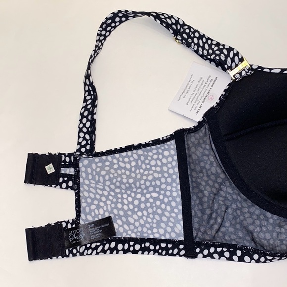 NWT 36D Smart & Sexy Bikini Top Swim Longline Adj Top Black White Polka Dots New - Picture 9 of 16